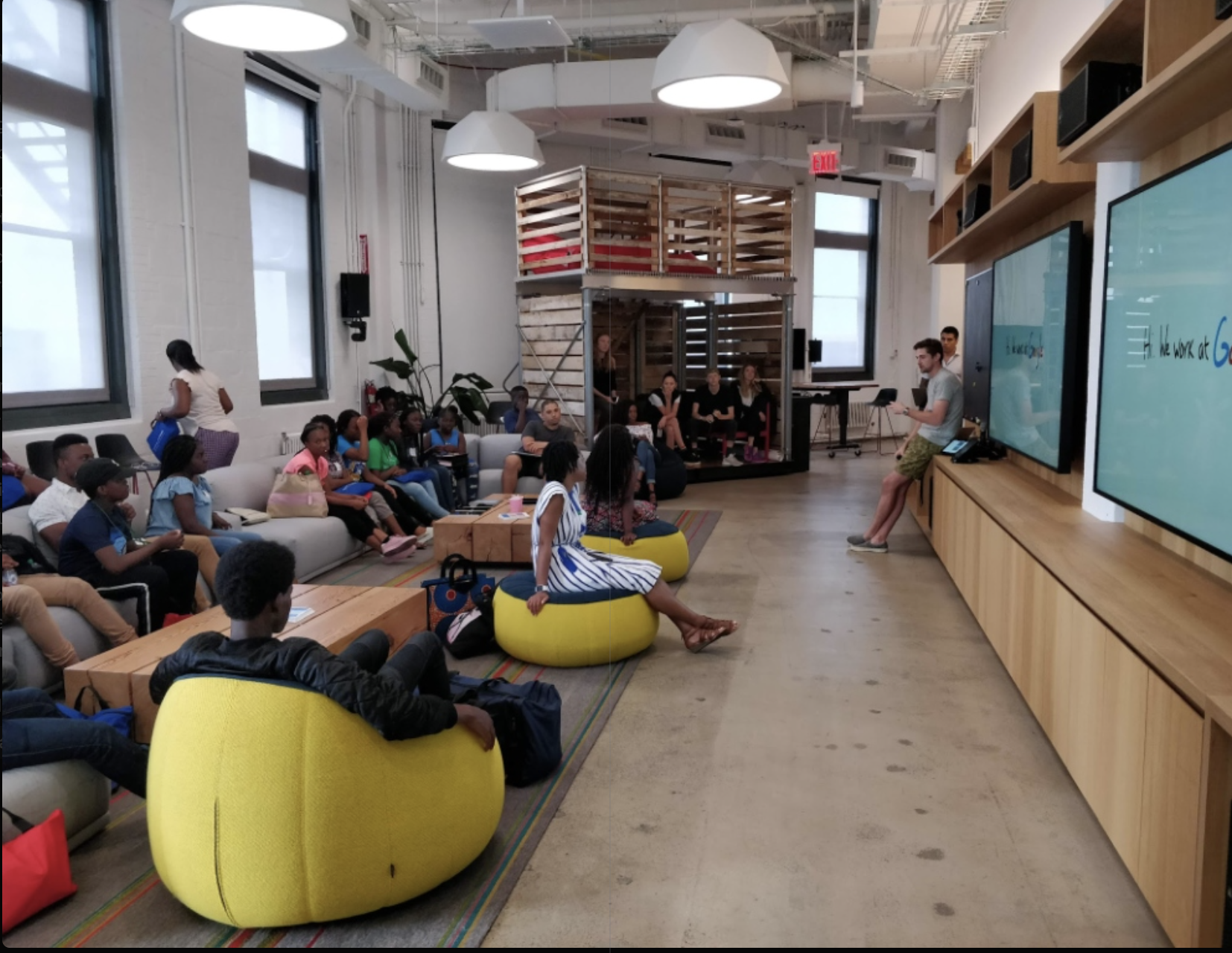 Students visiting the Google office